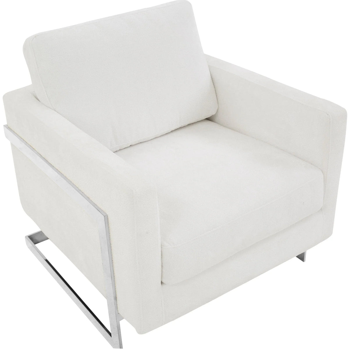 Lincoln Accent Chair Upholstered in Boucle with Black Stainless-Steel Frame - Elax Furniture