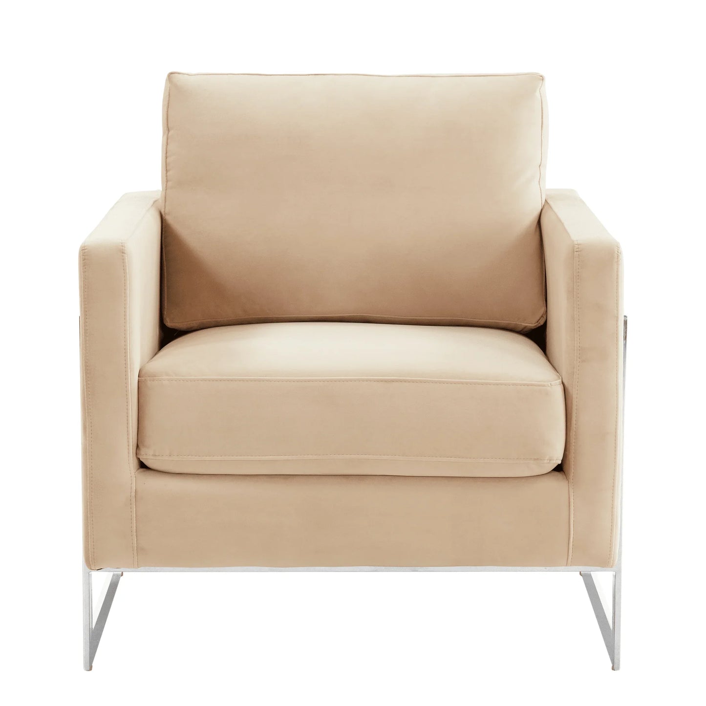 Lincoln Velvet Accent Armchair Singe-Seater Sofa with Chromed Stainless Steel Frame - Elax Furniture