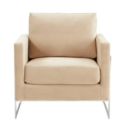 Lincoln Velvet Accent Armchair Singe-Seater Sofa with Chromed Stainless Steel Frame - Elax Furniture