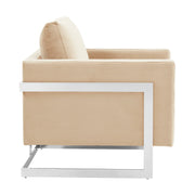 Lincoln Velvet Accent Armchair Singe-Seater Sofa with Chromed Stainless Steel Frame - Elax Furniture