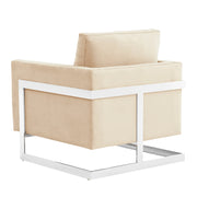 Lincoln Velvet Accent Armchair Singe-Seater Sofa with Chromed Stainless Steel Frame - Elax Furniture