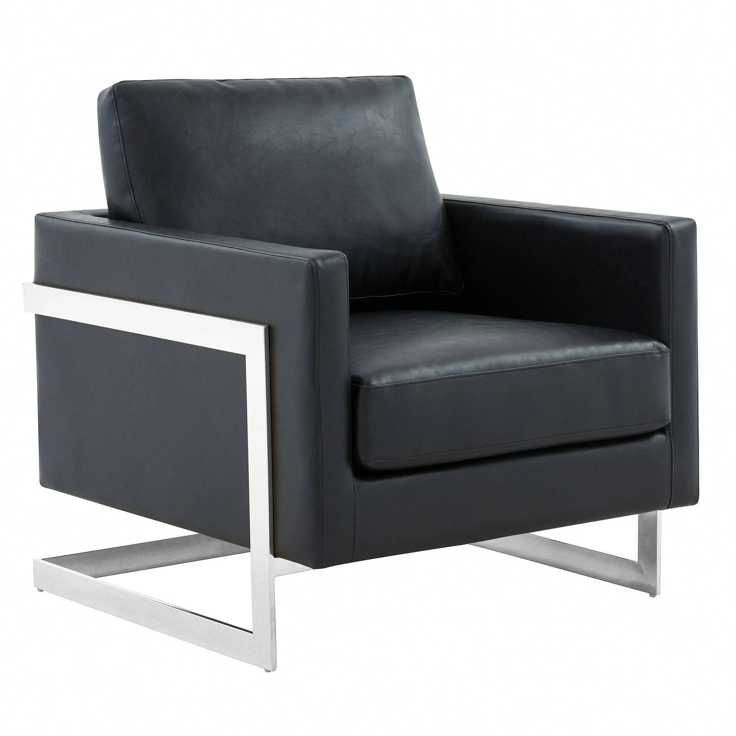 Lincoln Leather Accent Armchair Chair Sofa with Chromed Stainless Steel Frame - Elax Furniture