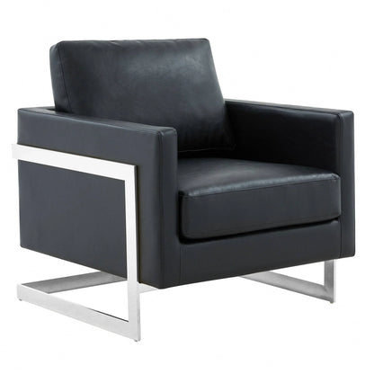 Lincoln Leather Accent Armchair Chair Sofa with Chromed Stainless Steel Frame - Elax Furniture