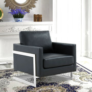 Lincoln Leather Accent Armchair Chair Sofa with Chromed Stainless Steel Frame - Elax Furniture