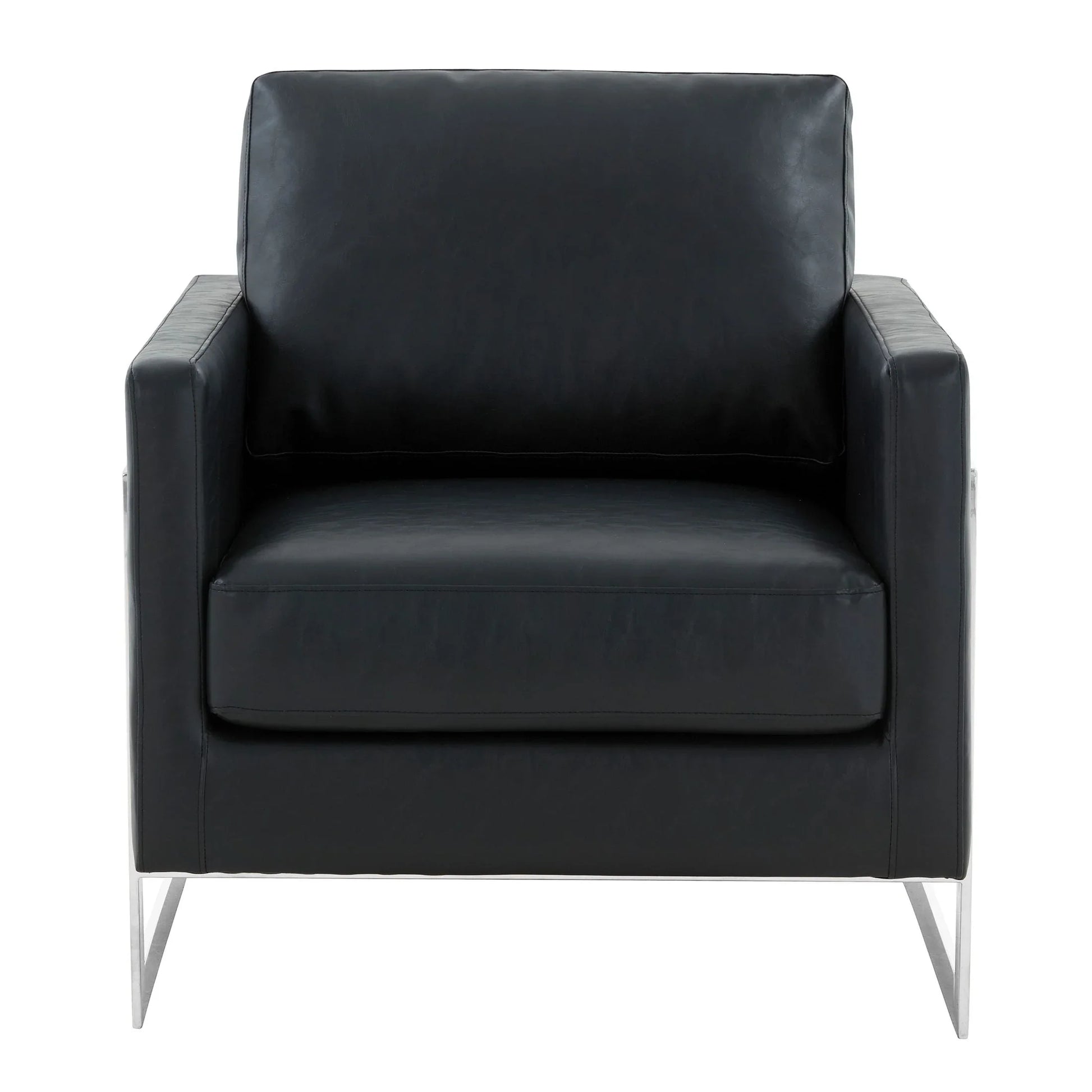 Lincoln Leather Accent Armchair Chair Sofa with Chromed Stainless Steel Frame - Elax Furniture