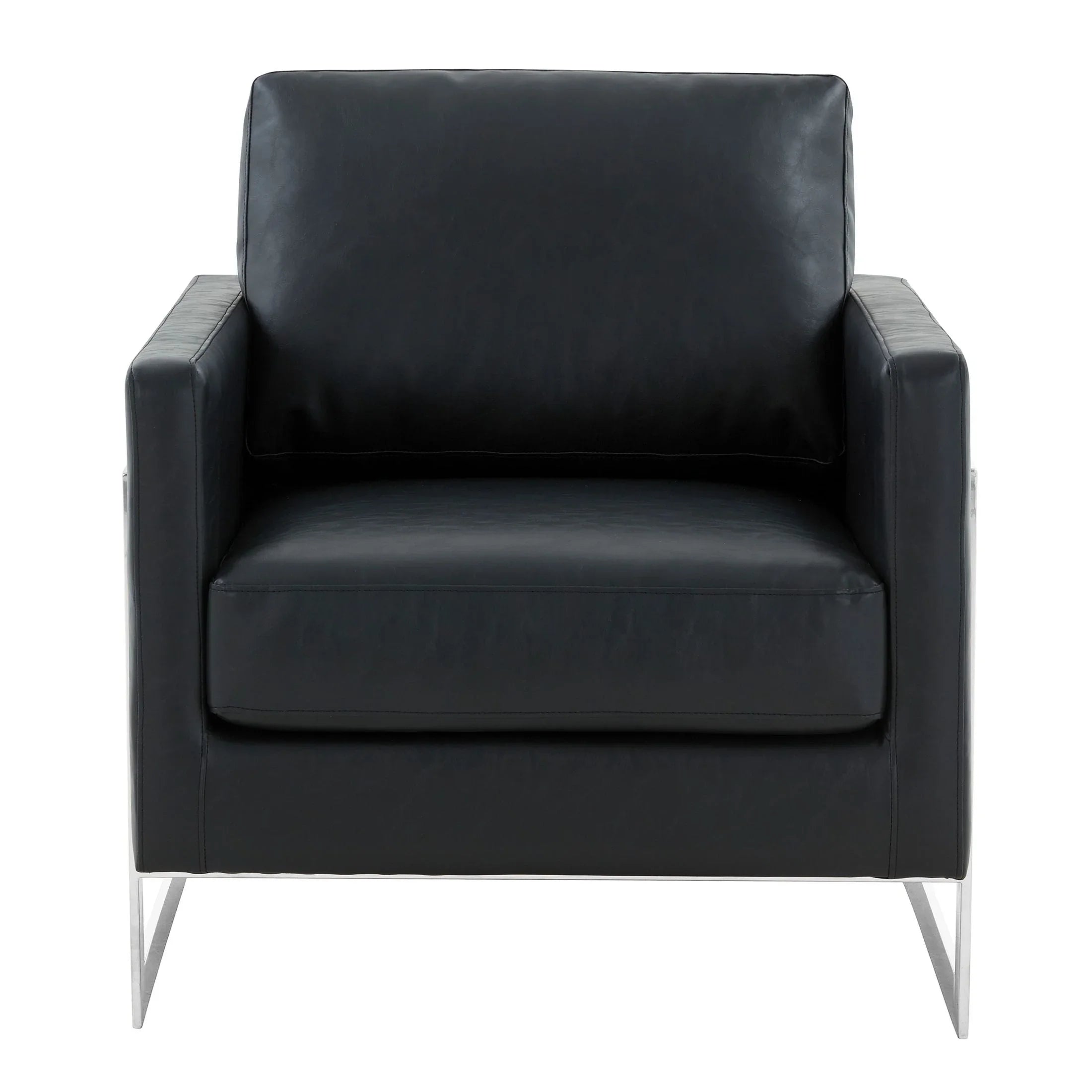 Lincoln Leather Accent Armchair Chair Sofa with Chromed Stainless Steel Frame - Elax Furniture