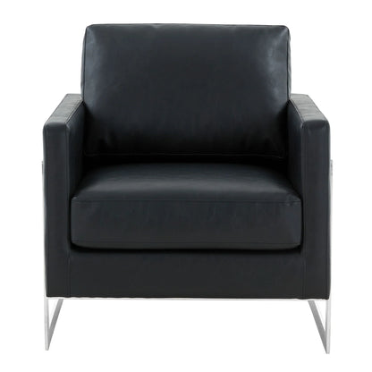 Lincoln Leather Accent Armchair Chair Sofa with Chromed Stainless Steel Frame - Elax Furniture