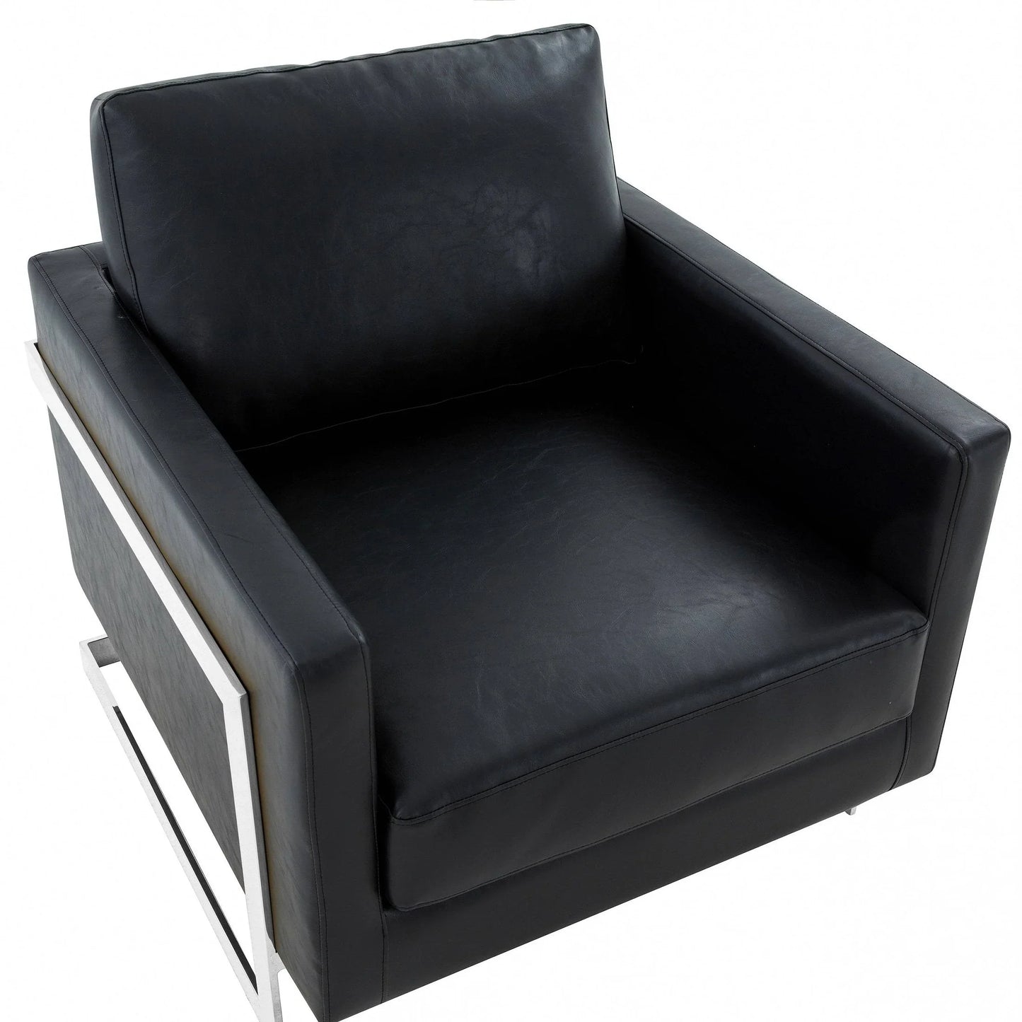 Lincoln Leather Accent Armchair Chair Sofa with Chromed Stainless Steel Frame - Elax Furniture