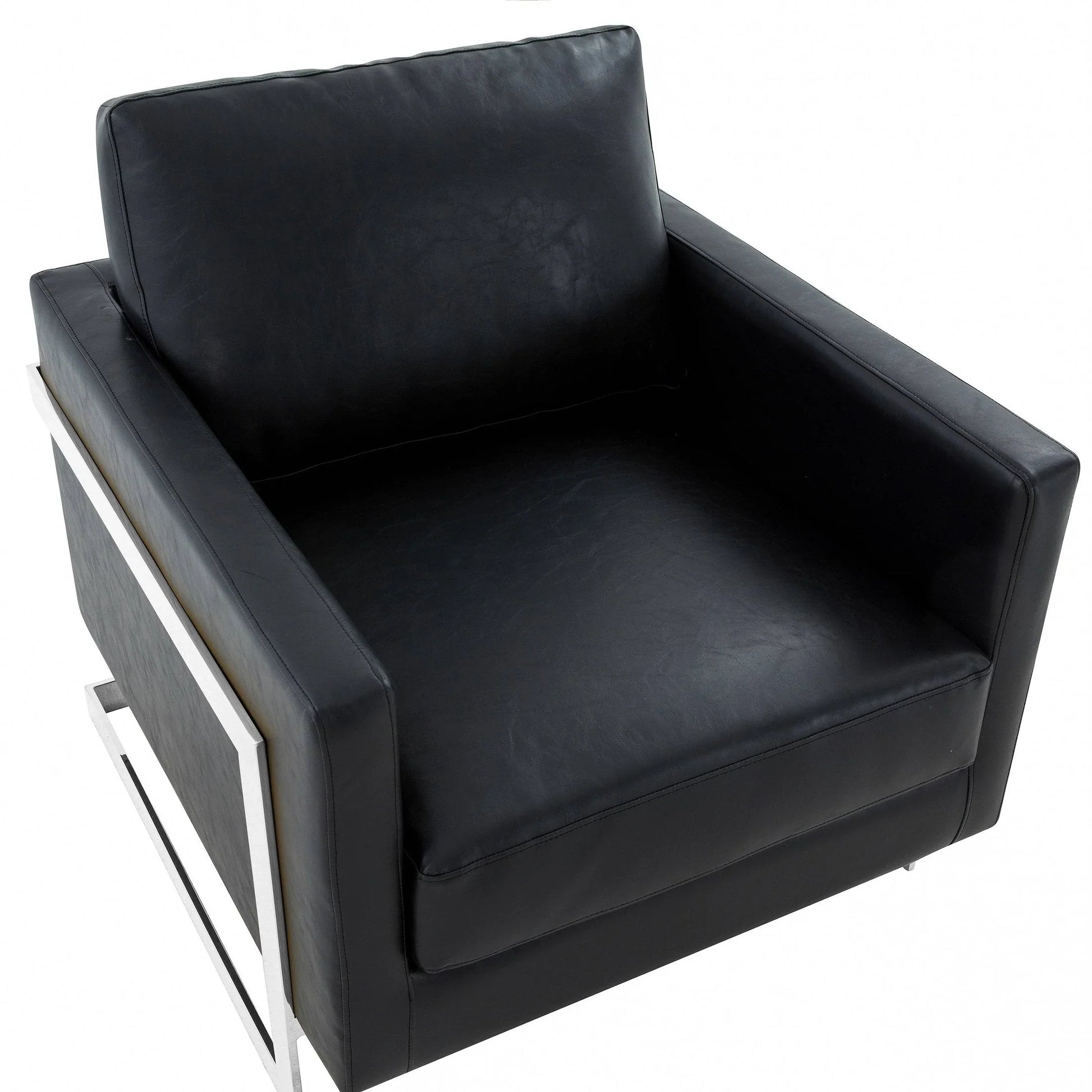 Lincoln Leather Accent Armchair Chair Sofa with Chromed Stainless Steel Frame - Elax Furniture