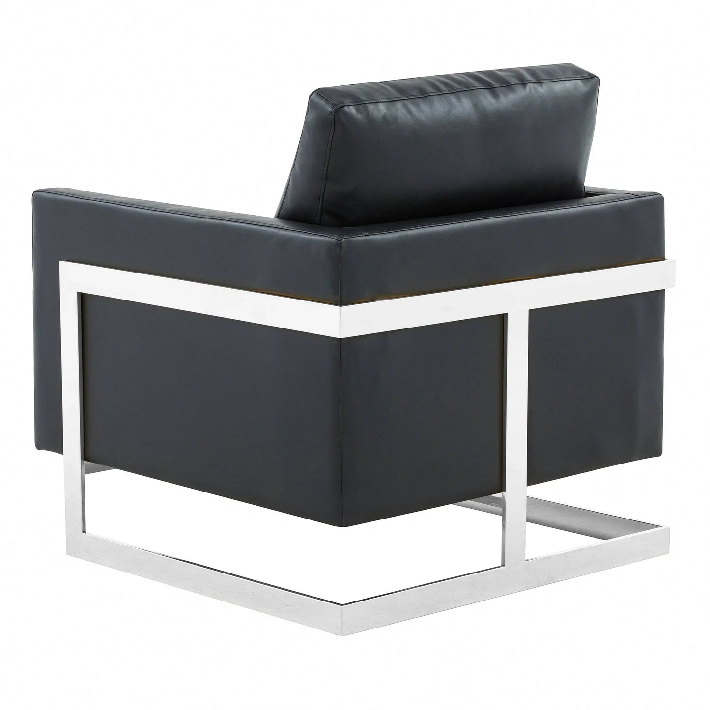 Lincoln Leather Accent Armchair Chair Sofa with Chromed Stainless Steel Frame - Elax Furniture