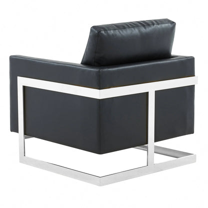Lincoln Leather Accent Armchair Chair Sofa with Chromed Stainless Steel Frame - Elax Furniture