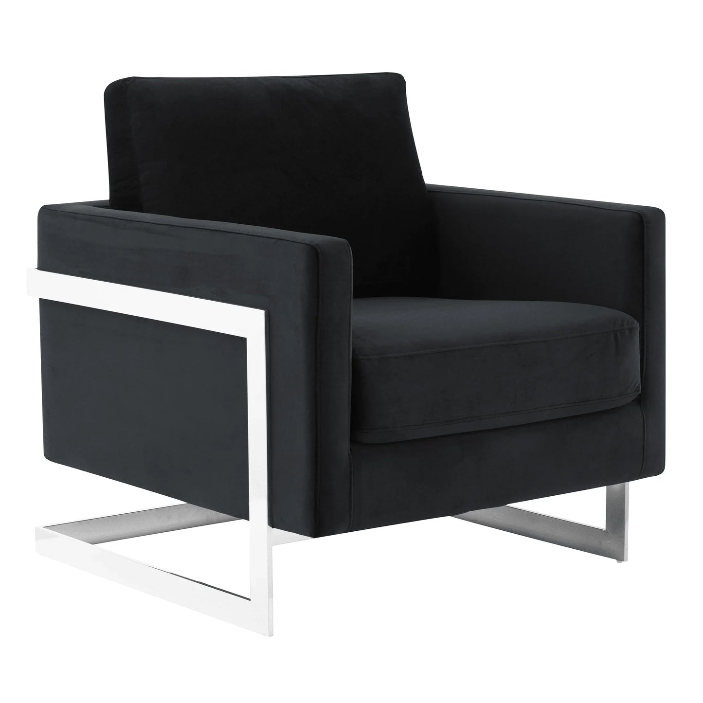 Lincoln Velvet Accent Armchair Singe-Seater Sofa with Chromed Stainless Steel Frame - Elax Furniture
