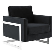 Lincoln Velvet Accent Armchair Singe-Seater Sofa with Chromed Stainless Steel Frame - Elax Furniture