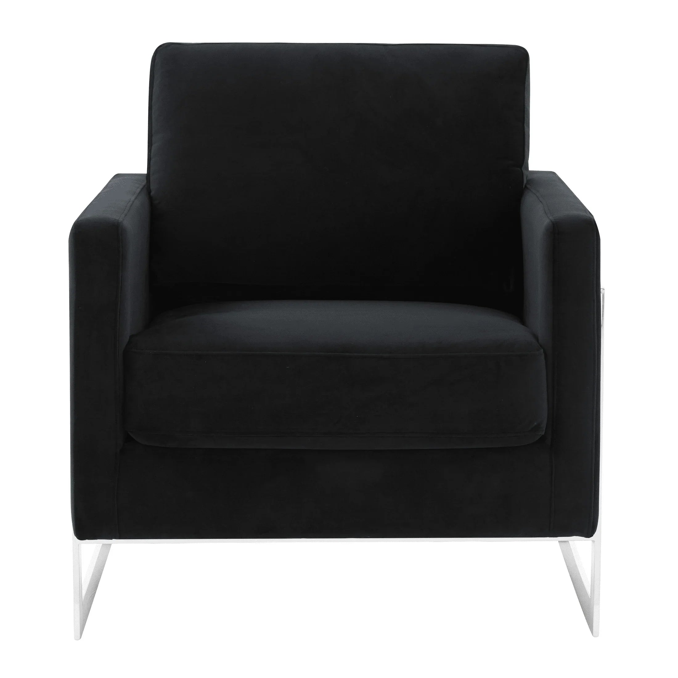 Lincoln Velvet Accent Armchair Singe-Seater Sofa with Chromed Stainless Steel Frame - Elax Furniture
