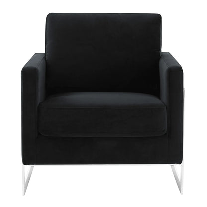 Lincoln Velvet Accent Armchair Singe-Seater Sofa with Chromed Stainless Steel Frame - Elax Furniture