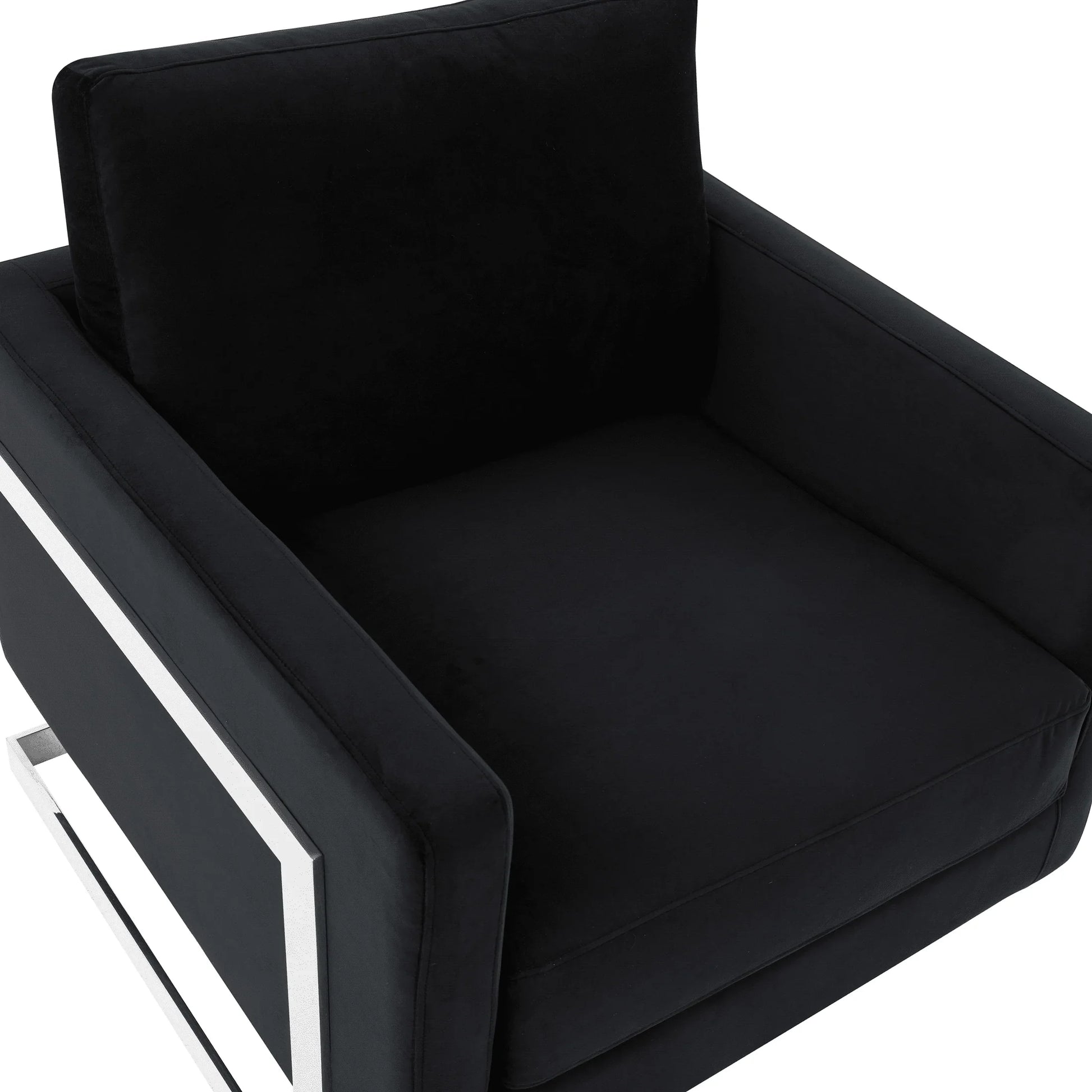 Lincoln Velvet Accent Armchair Singe-Seater Sofa with Chromed Stainless Steel Frame - Elax Furniture