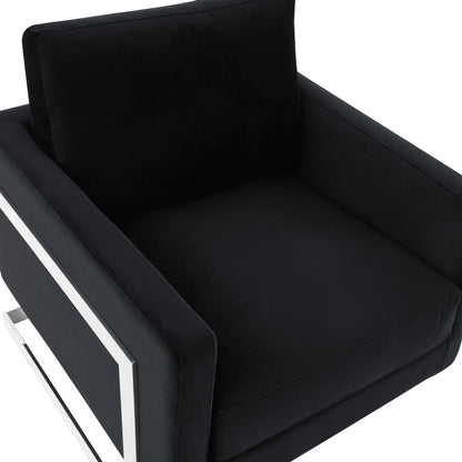 Lincoln Velvet Accent Armchair Singe-Seater Sofa with Chromed Stainless Steel Frame - Elax Furniture