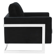 Lincoln Velvet Accent Armchair Singe-Seater Sofa with Chromed Stainless Steel Frame - Elax Furniture