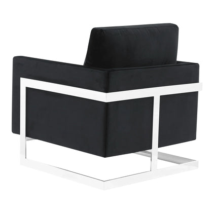 Lincoln Velvet Accent Armchair Singe-Seater Sofa with Chromed Stainless Steel Frame - Elax Furniture
