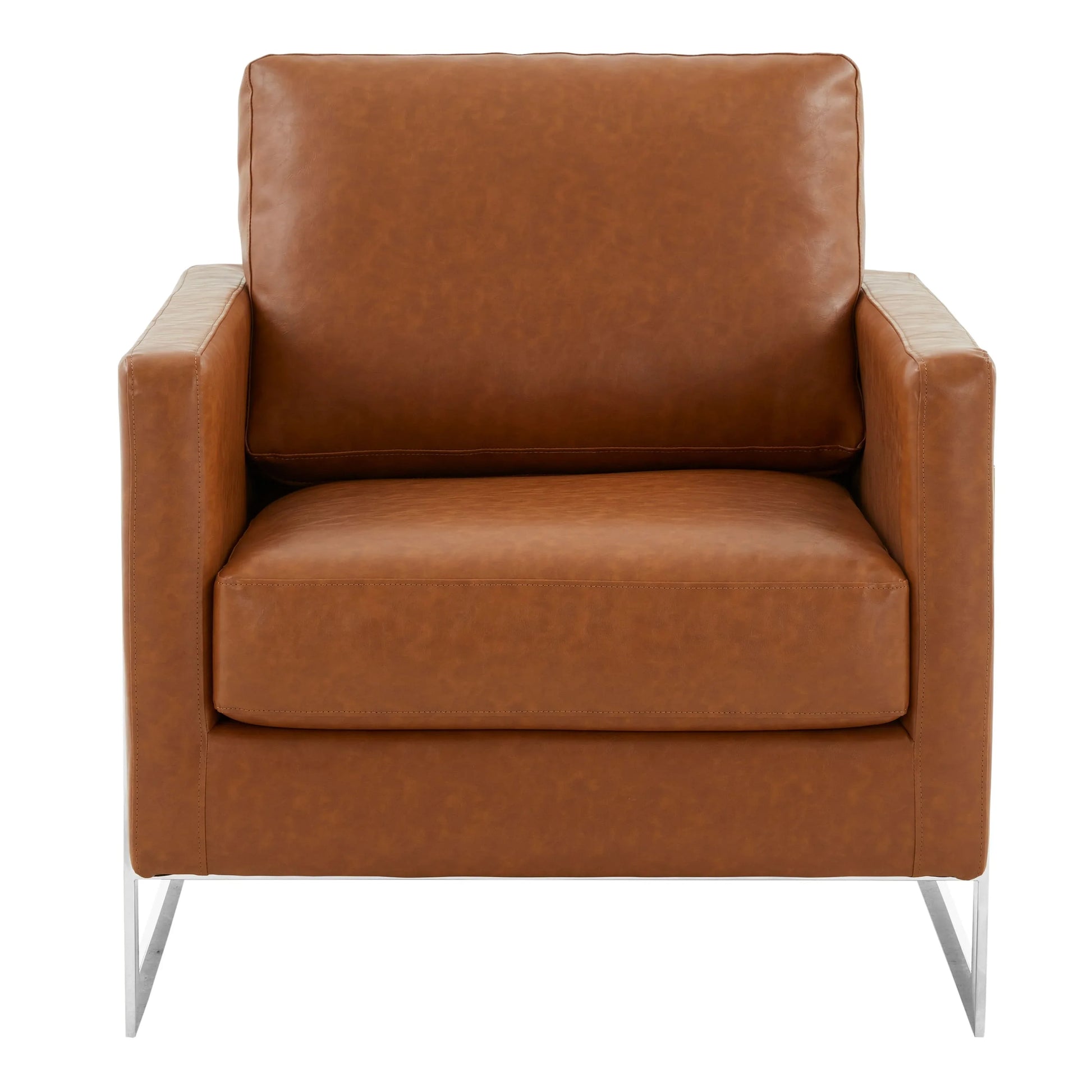 Lincoln Leather Accent Armchair Chair Sofa with Chromed Stainless Steel Frame - Elax Furniture