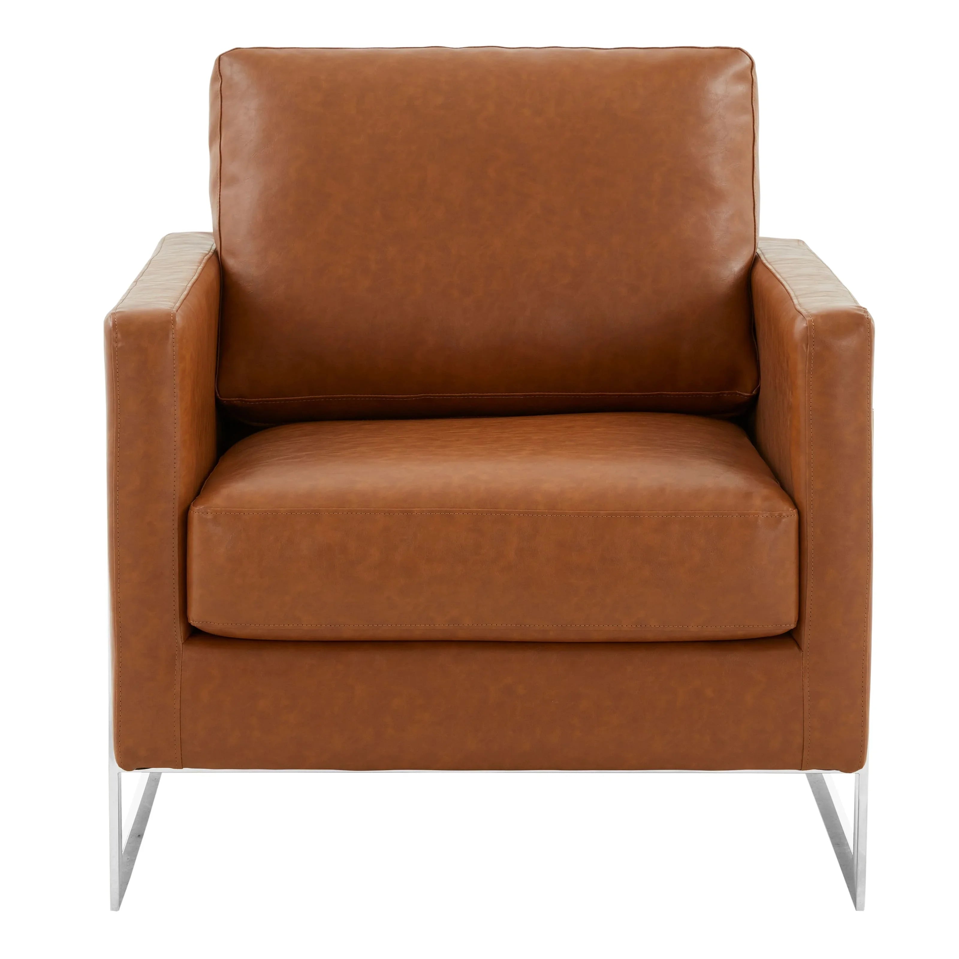 Lincoln Leather Accent Armchair Chair Sofa with Chromed Stainless Steel Frame - Elax Furniture