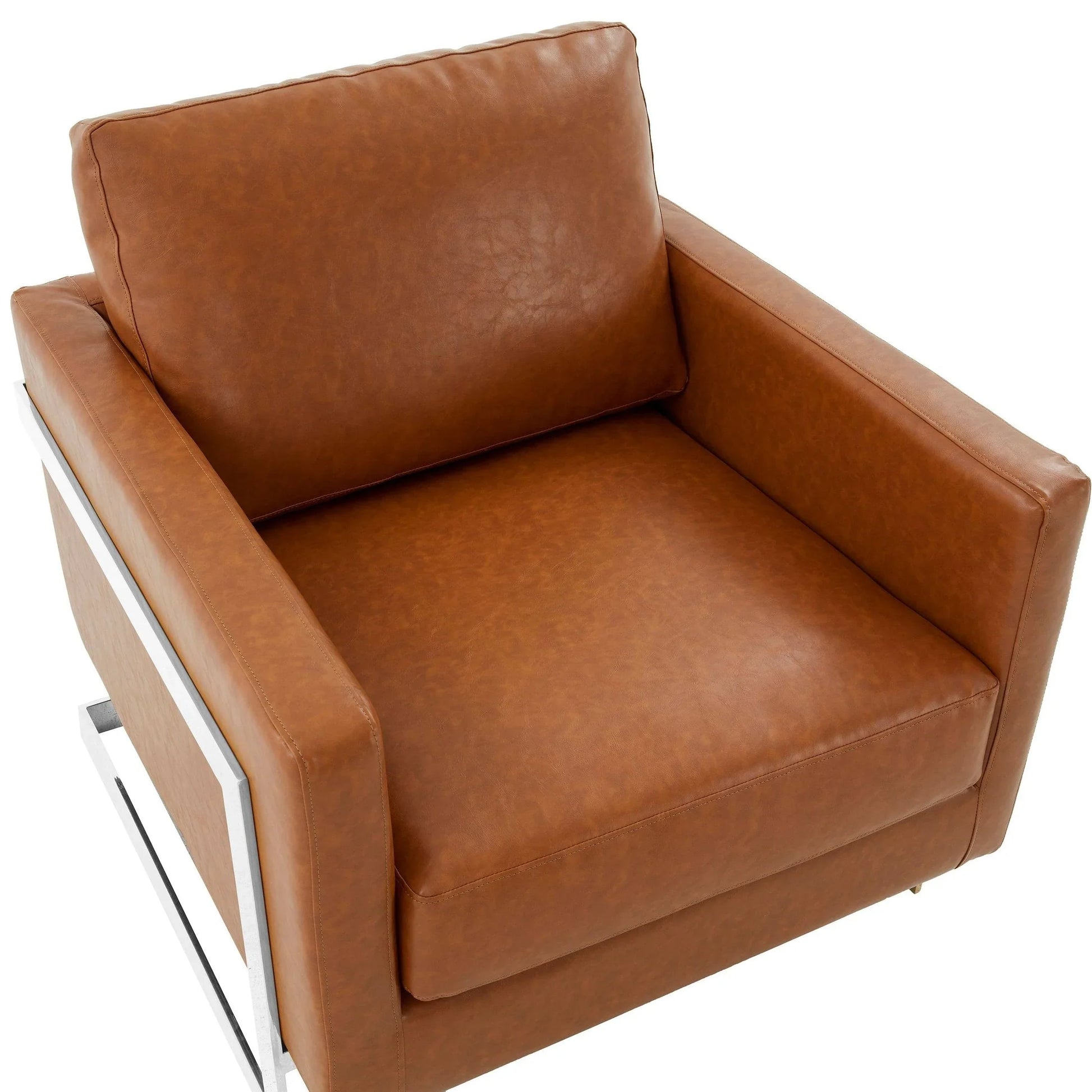 Lincoln Leather Accent Armchair Chair Sofa with Chromed Stainless Steel Frame - Elax Furniture