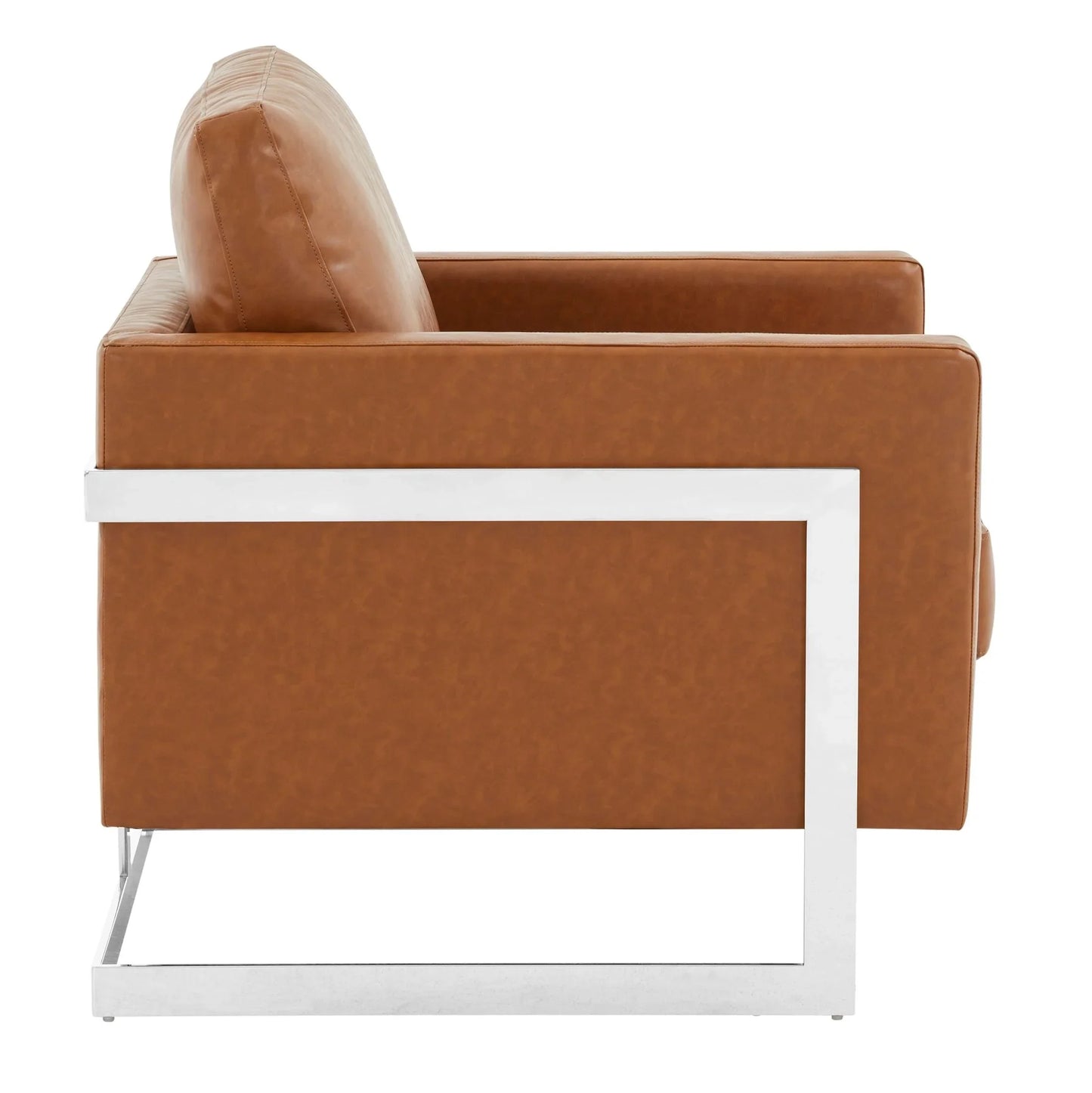 Lincoln Leather Accent Armchair Chair Sofa with Chromed Stainless Steel Frame - Elax Furniture