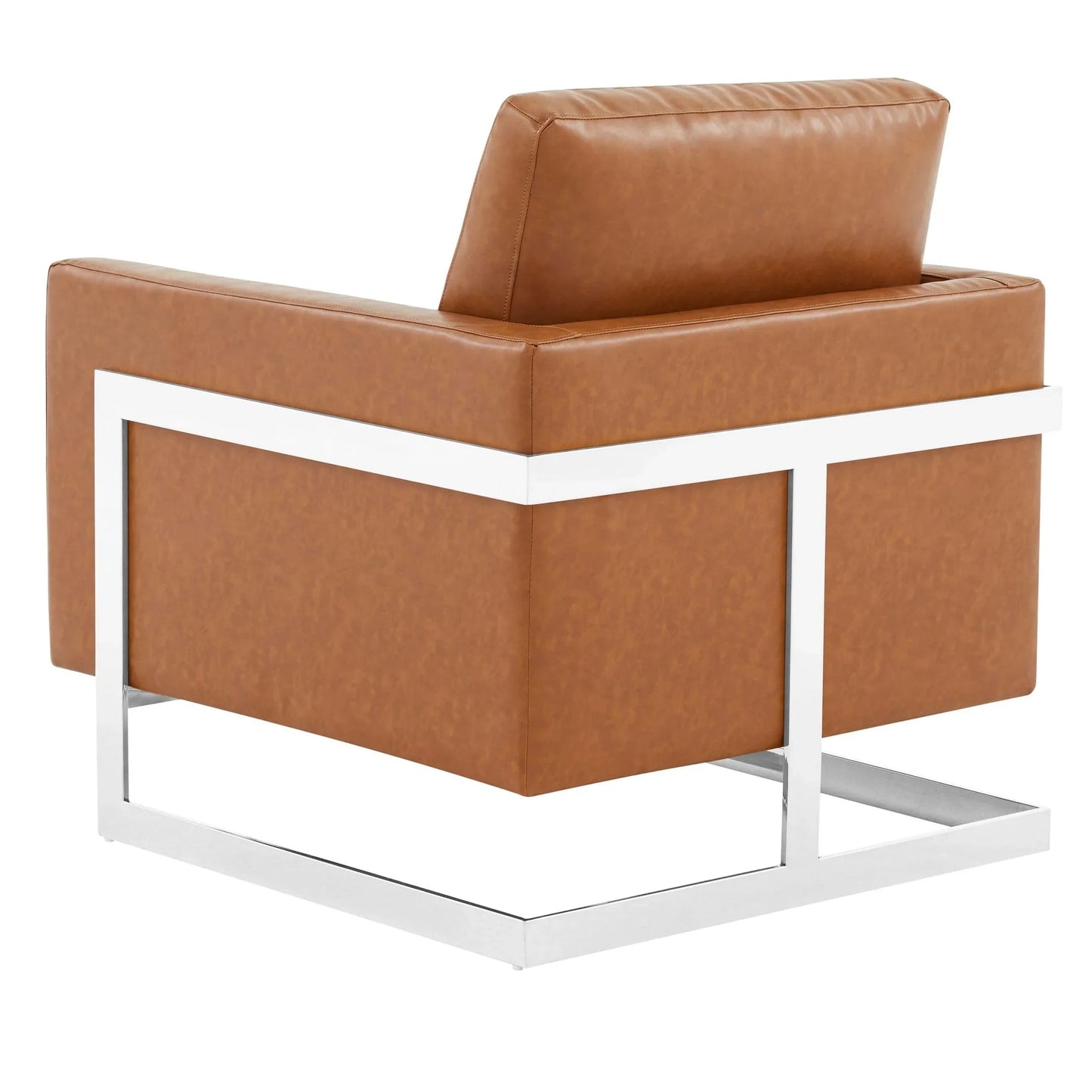 Lincoln Leather Accent Armchair Chair Sofa with Chromed Stainless Steel Frame - Elax Furniture