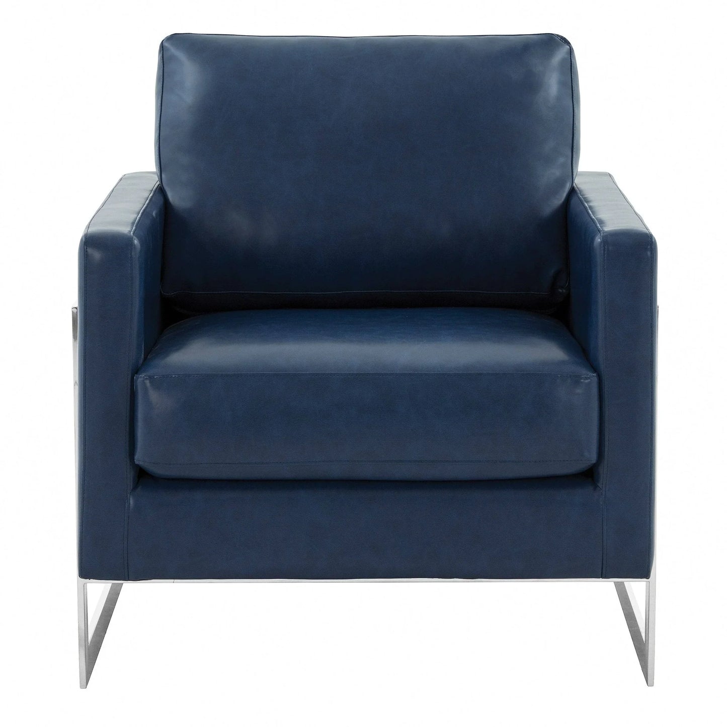 Lincoln Leather Accent Armchair Chair Sofa with Chromed Stainless Steel Frame - Elax Furniture