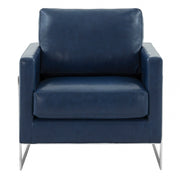 Lincoln Leather Accent Armchair Chair Sofa with Chromed Stainless Steel Frame - Elax Furniture