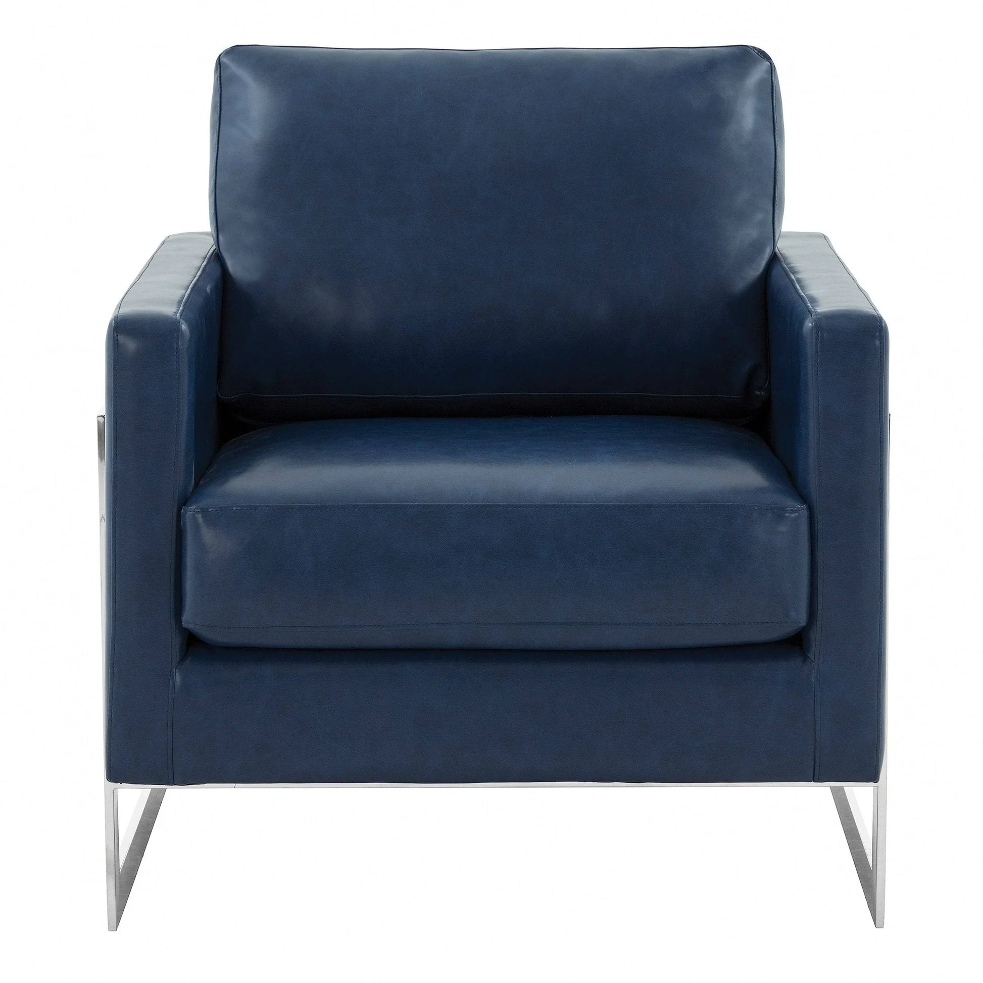 Lincoln Leather Accent Armchair Chair Sofa with Chromed Stainless Steel Frame - Elax Furniture