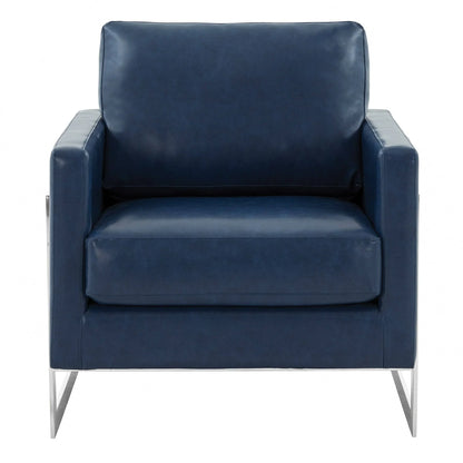 Lincoln Leather Accent Armchair Chair Sofa with Chromed Stainless Steel Frame - Elax Furniture
