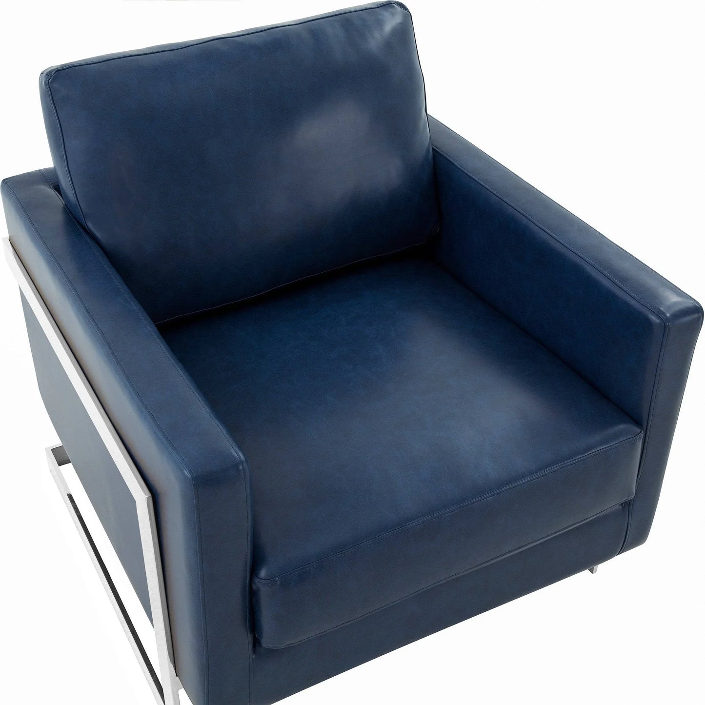 Lincoln Leather Accent Armchair Chair Sofa with Chromed Stainless Steel Frame - Elax Furniture