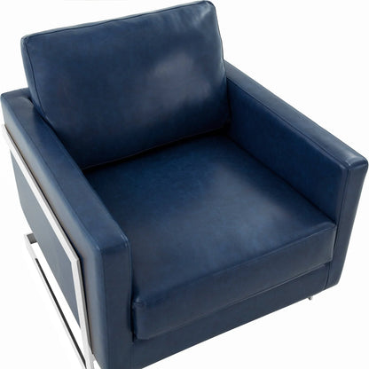 Lincoln Leather Accent Armchair Chair Sofa with Chromed Stainless Steel Frame - Elax Furniture