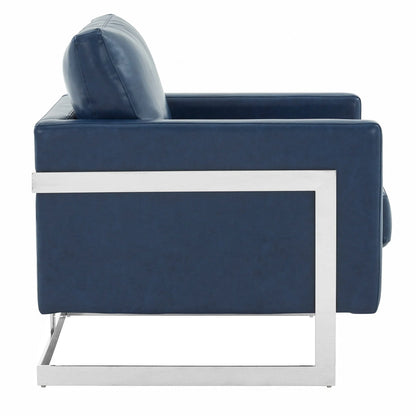 Lincoln Leather Accent Armchair Chair Sofa with Chromed Stainless Steel Frame - Elax Furniture