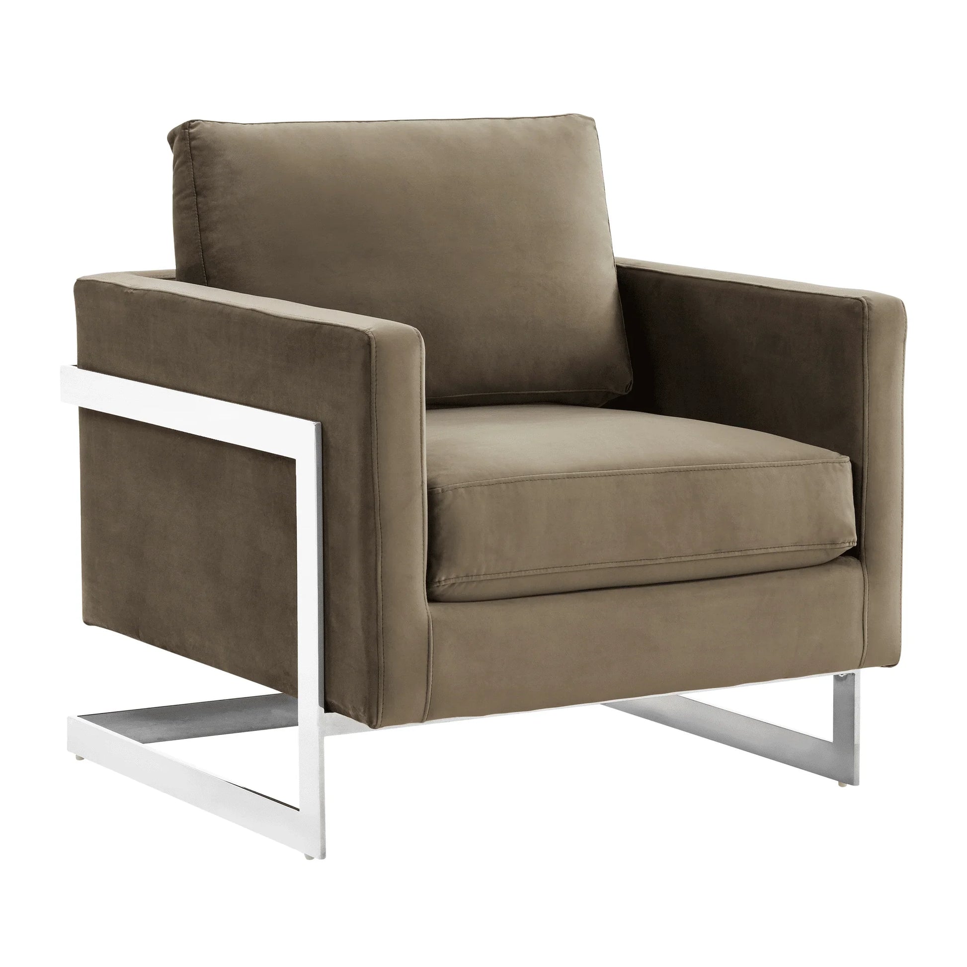 Lincoln Velvet Accent Armchair Singe-Seater Sofa with Chromed Stainless Steel Frame - Elax Furniture