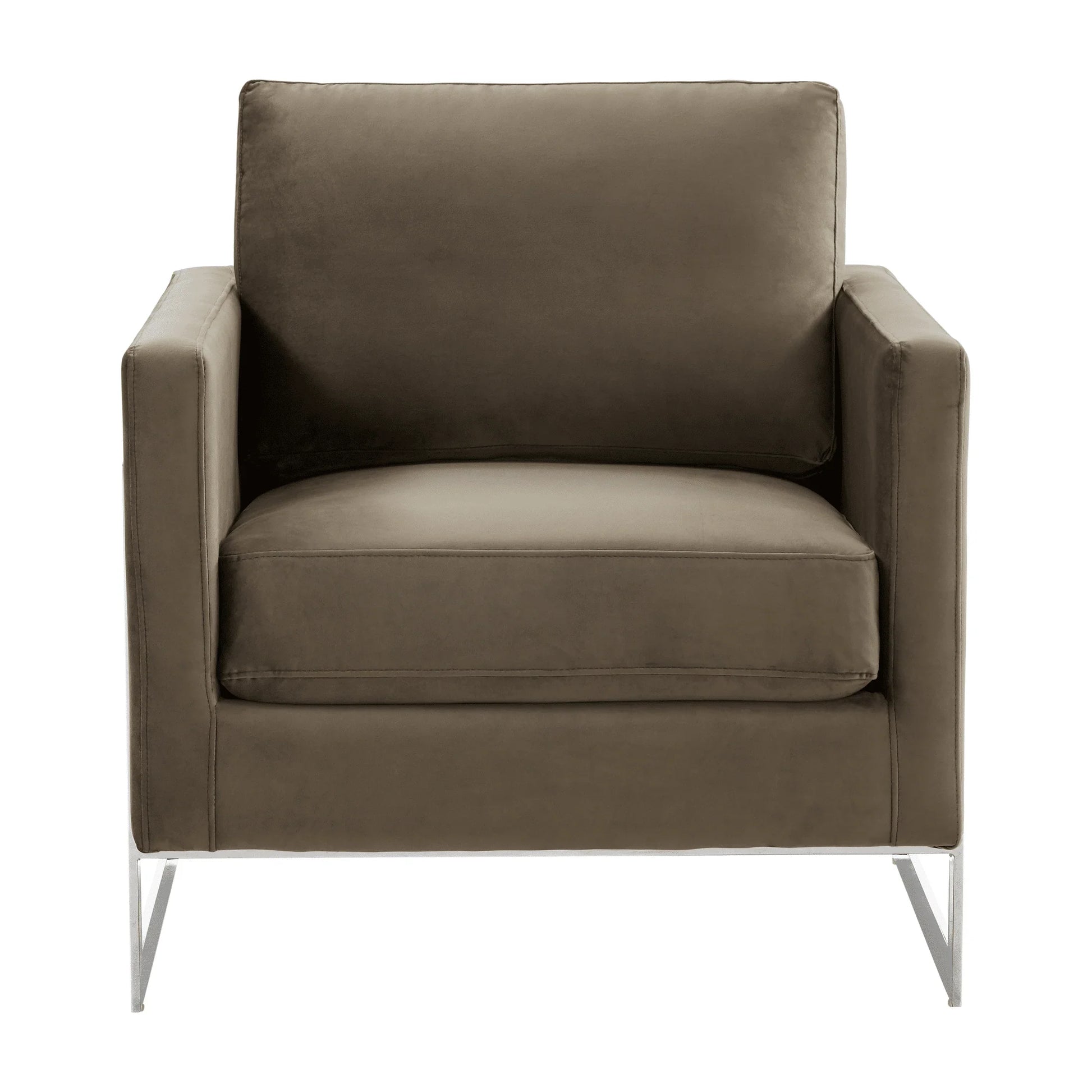 Lincoln Velvet Accent Armchair Singe-Seater Sofa with Chromed Stainless Steel Frame - Elax Furniture