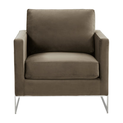Lincoln Velvet Accent Armchair Singe-Seater Sofa with Chromed Stainless Steel Frame - Elax Furniture
