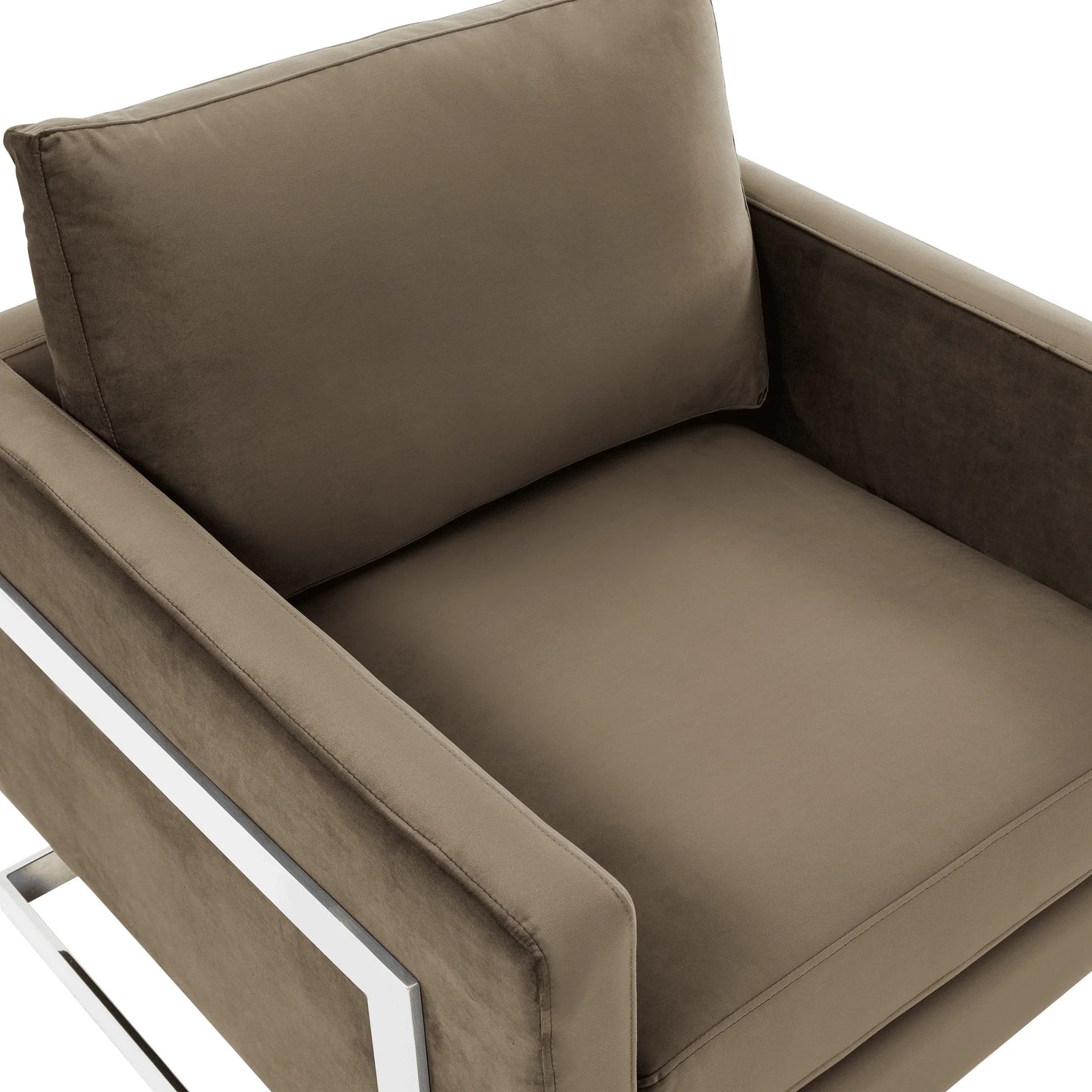 Lincoln Velvet Accent Armchair Singe-Seater Sofa with Chromed Stainless Steel Frame - Elax Furniture