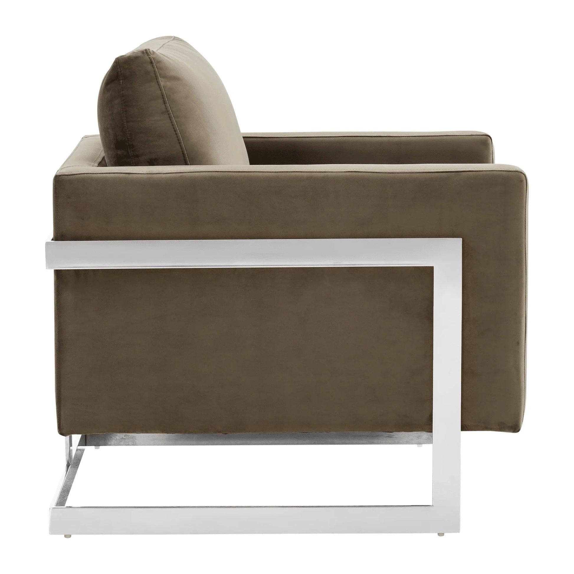 Lincoln Velvet Accent Armchair Singe-Seater Sofa with Chromed Stainless Steel Frame - Elax Furniture