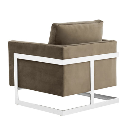 Lincoln Velvet Accent Armchair Singe-Seater Sofa with Chromed Stainless Steel Frame - Elax Furniture
