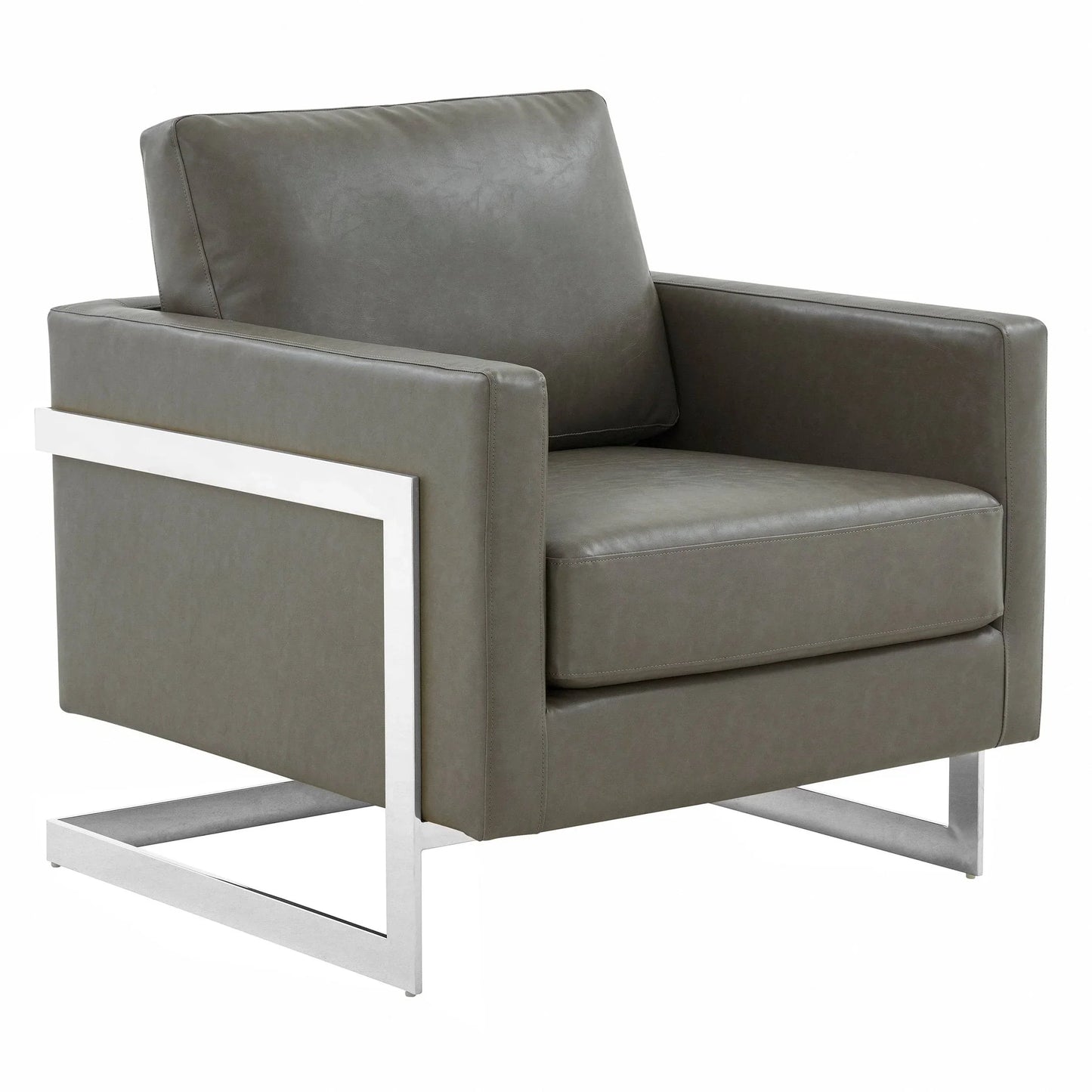 Lincoln Leather Accent Armchair Chair Sofa with Chromed Stainless Steel Frame - Elax Furniture
