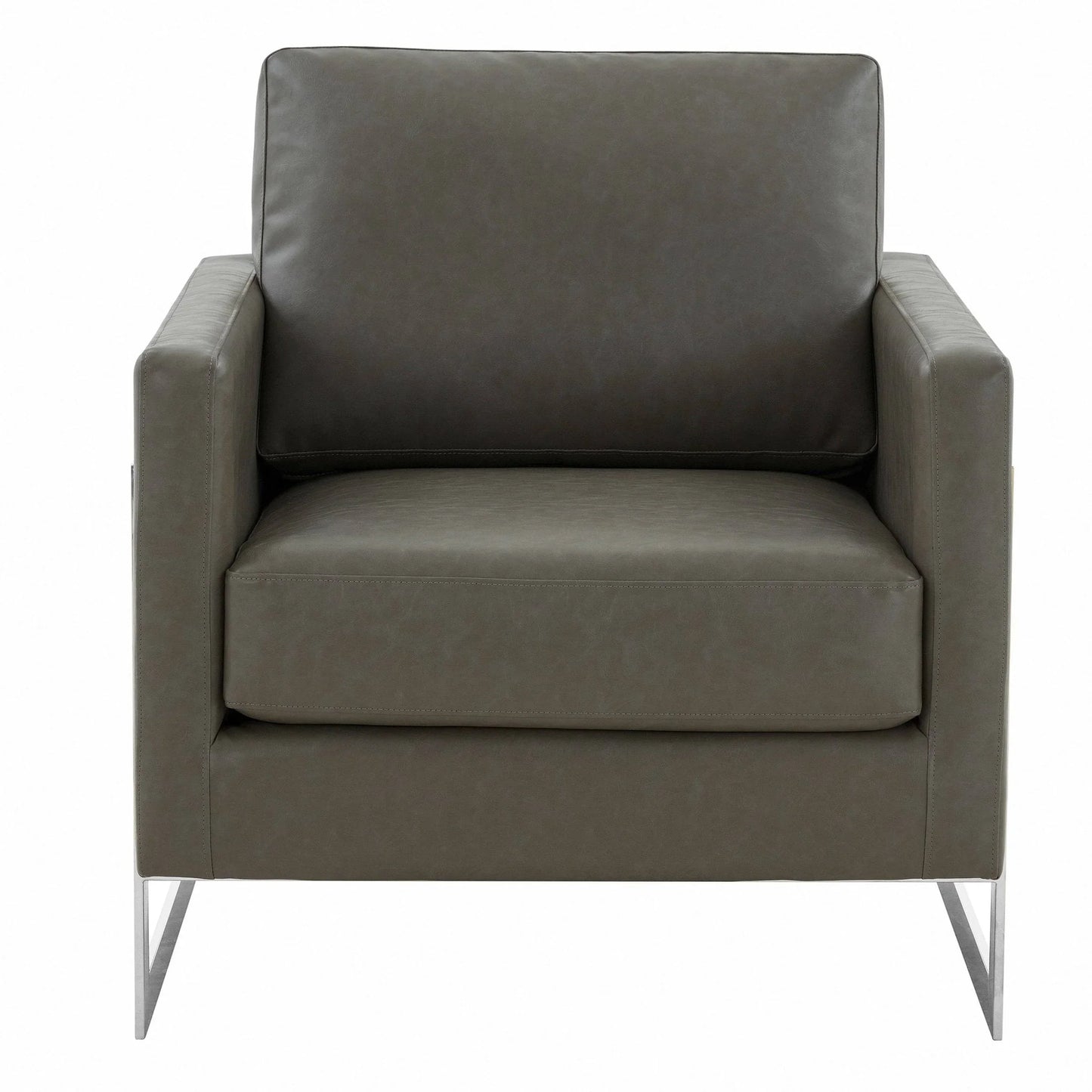 Lincoln Leather Accent Armchair Chair Sofa with Chromed Stainless Steel Frame - Elax Furniture