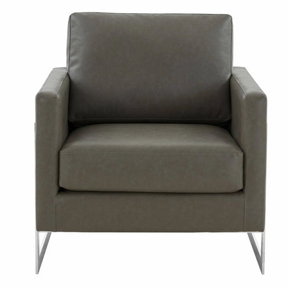 Lincoln Leather Accent Armchair Chair Sofa with Chromed Stainless Steel Frame - Elax Furniture