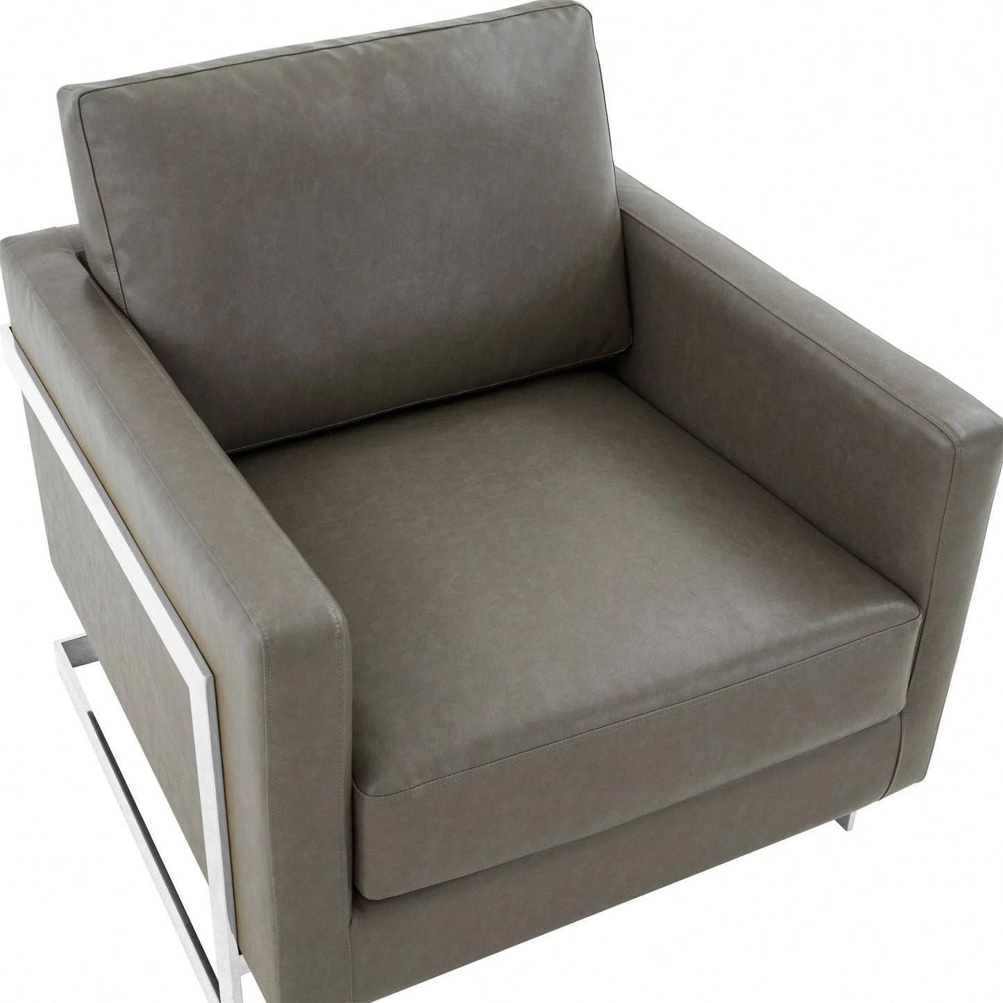 Lincoln Leather Accent Armchair Chair Sofa with Chromed Stainless Steel Frame - Elax Furniture