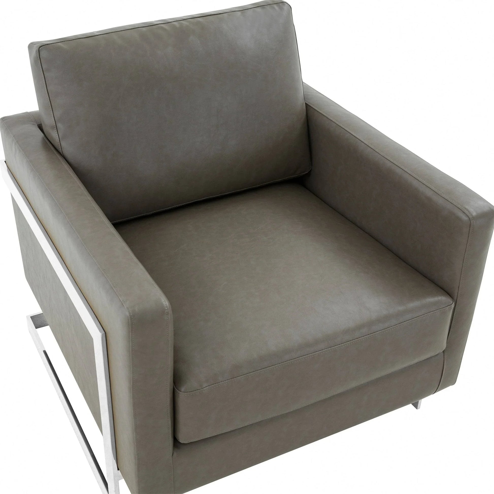 Lincoln Leather Accent Armchair Chair Sofa with Chromed Stainless Steel Frame - Elax Furniture