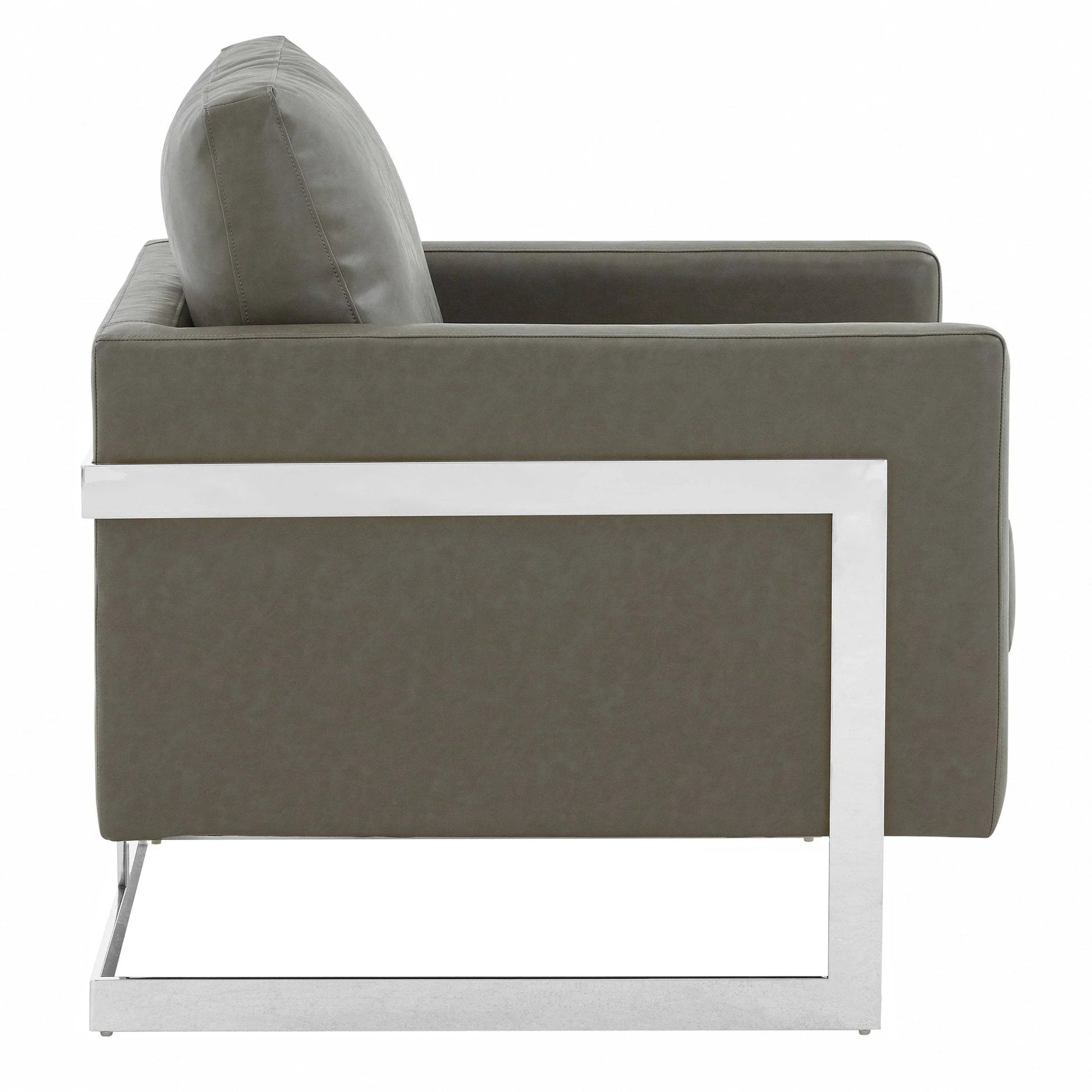 Lincoln Leather Accent Armchair Chair Sofa with Chromed Stainless Steel Frame - Elax Furniture