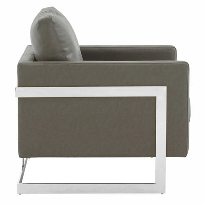 Lincoln Leather Accent Armchair Chair Sofa with Chromed Stainless Steel Frame - Elax Furniture