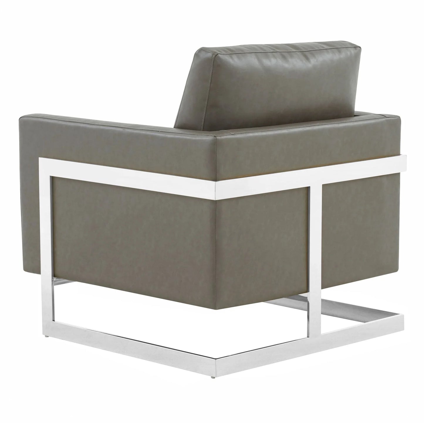 Lincoln Leather Accent Armchair Chair Sofa with Chromed Stainless Steel Frame - Elax Furniture