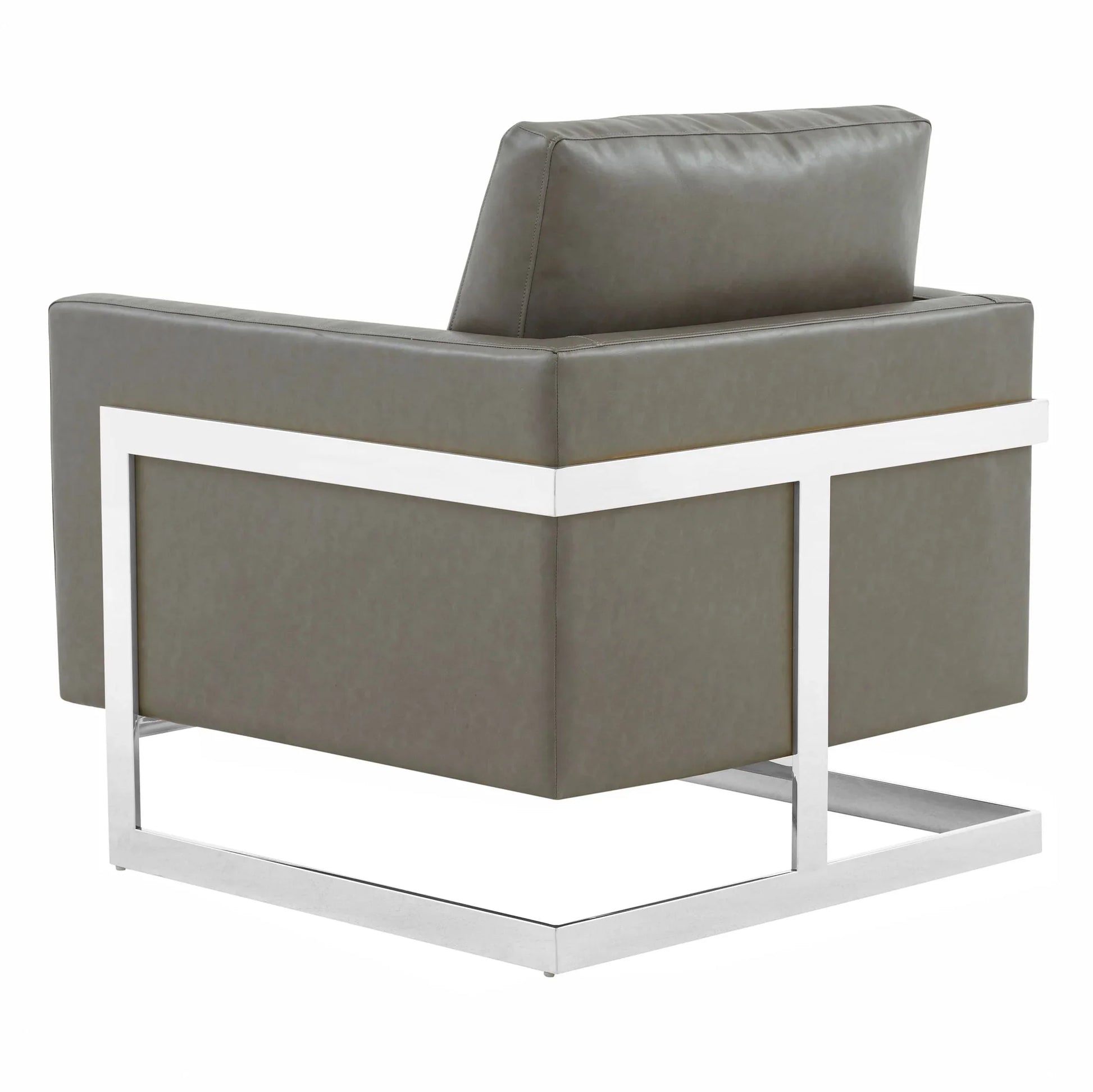 Lincoln Leather Accent Armchair Chair Sofa with Chromed Stainless Steel Frame - Elax Furniture